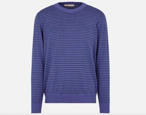 Maurizio Baldassari Men's Silk/Cotton Crew Neck Striped Sweater 54 XL NEW $395 - Picture 1 of 4
