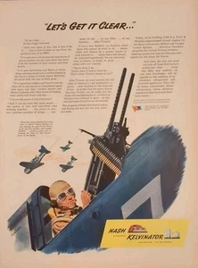 1943 WW2 Airplane Machine Gunner Nash Corporation Print Ad - Picture 1 of 1