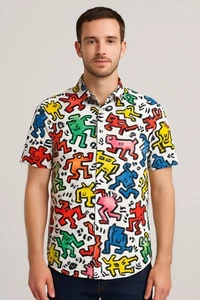 Keith Haring x Ripple Junction Short Sleeve Button Down Shirt Men’s M – Colorful - Picture 1 of 10