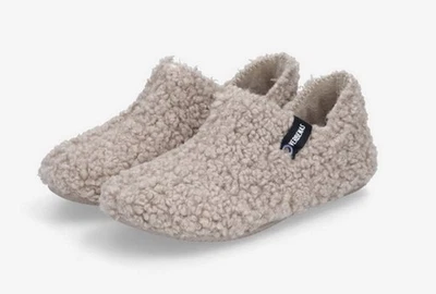 Verbenas Hausschuh CURLY Beige Wolle Schlappen Slipper Pantoffel Pantolette Warm