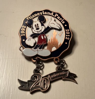 Disney Land Paris - 20th Anniversary - Mickey Mouse Dangle Pin  1992-2012 - Image 1 of 4