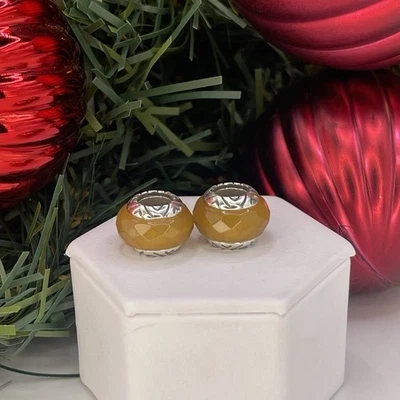 Par de dijes espaciadores plateados Brighton transparencia topacio facetado miel nuevos sin etiquetas Foto 1 de 4