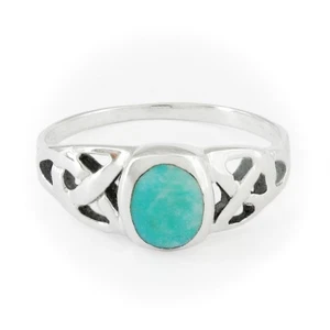 Anello in argento sterling a trama aperta con turchese da laboratorio - 3 misure - Foto 1 di 5