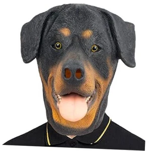 Rottweiler Mask Dog Head Animal Latex Full Head Realistic Masks Fancy Dress - Picture 1 of 8