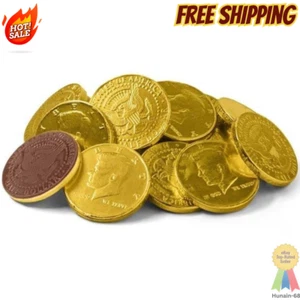 130 Pieces Gold Foil Wrapped Chocolate Kennedy Half Dollar Coins Easter Candy ! - Picture 1 of 6