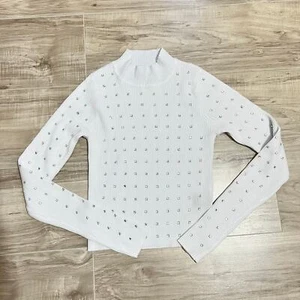 Say What Girls Ribbed White Sweater With Rhinestones Size S - Picture 1 of 7