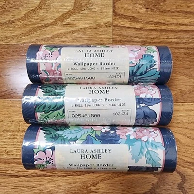 Vintage LAURA ASHLEY HOME Wallpaper Border ASHBOURNE Multi Floral 3 Rolls New - Image 1 of 4