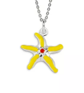 Nuovo ciondolo stella marina smaltata gialla rossa argento sterling .925 - S-516ylw - Foto 1 di 2