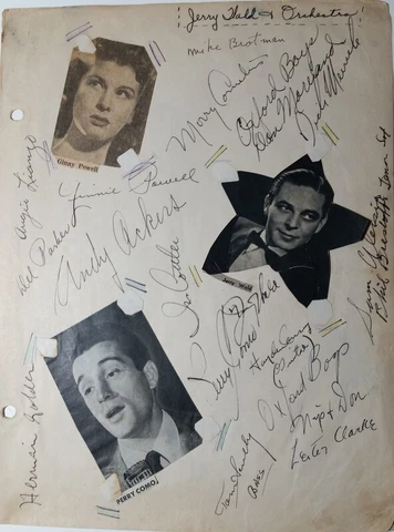 c1940s Jerry Wald & Orchestra Autographs Scrapbook Page Perry Como Ginny Powell Cover