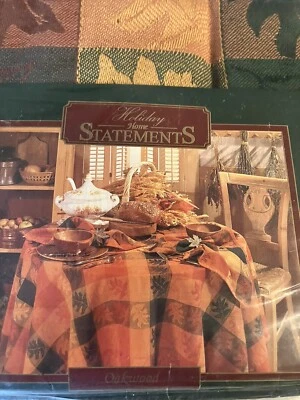 "Mantel redondo para decoración del hogar de vacaciones 70"" hojas de otoño a cuadros multicolor" Foto 1 de 4