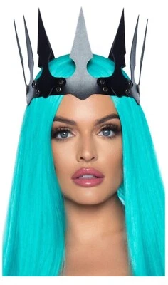 Corona de fiesta Leg Avenue negra de imitación de cuero con púas talla única para adulto Foto 1 de 2