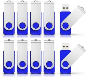 Kootion 10 Stück 4GB 8GB 16GB 32GB USB 2.0 Metal Swivel USB Memory Sticks Blue - Bild 1 von 12