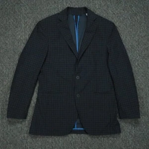 Twillory Blazer Mens 36S Blue Check Double Vented Notch Stretch Non Iron - Picture 1 of 13