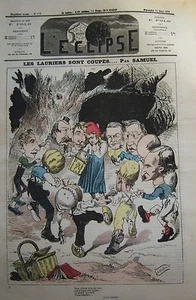 LAURIERS COUPÉS CARICATURE de SAMUEL JOURNAL SATIRIQUE L'ECLIPSE N° 178 de 1872 - Bild 1 von 1