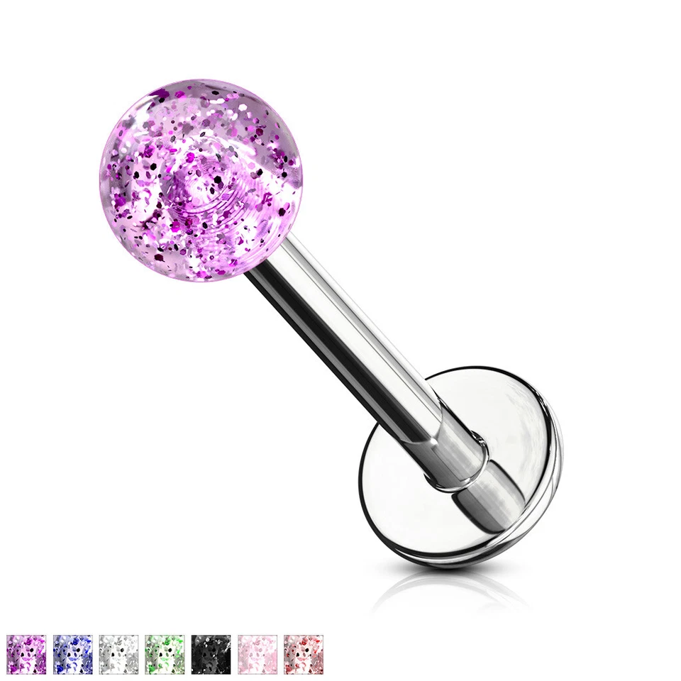 Glitter Kugel Lippenscheibe Lippe Ohrstecker Monroe Piercing Chirurgenstahl 4mm - Bild 1 von 1