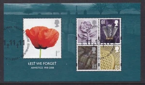 GB STAMPS 2008 - Lest We Forget - Armistice - Mini Sheet - Very Fine Used - Picture 1 of 1