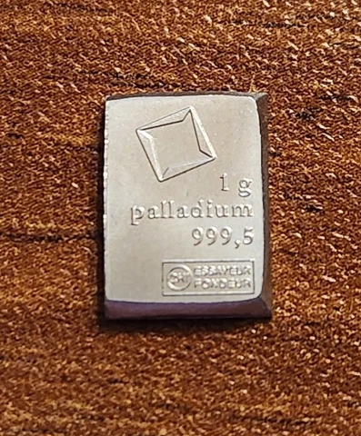 1 gram Palladium Bar - Valcambi Suisse Cover