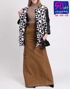 RRP €415 MARIA GRAZIA SEVERI WHITE Jacket US8 IT44 M Geometric 3/4 Sleeve - Picture 1 of 9