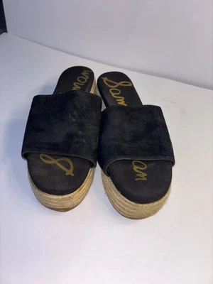 Sandalias Sam Edelman Crossover Correa Cuerda Plataforma Deslizable Mujer 9 Negras Punta Abierta Foto 1 de 4