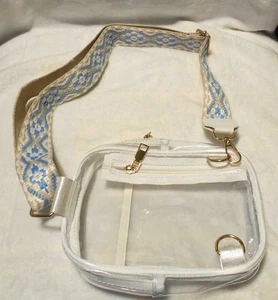 Transparente Umhängetaschen für Damen Klarsichttasche für Stadionveranstaltungen breiter bestickter Riemen - Bild 1 von 10