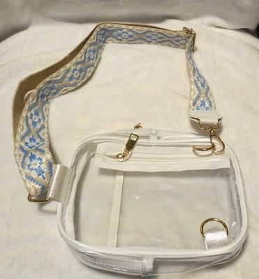 Bandolera Transparente para Mujer Bolso Transparente para Estadios Eventos Correa Ancha Bordada Foto 1 de 4