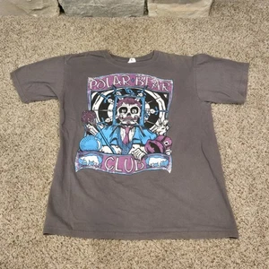 Vintage POLAR BEAR CLUB SHIRT - Rare Skull Rabbit Sword ANVIL Sz M 19x26" Gray - Picture 1 of 5