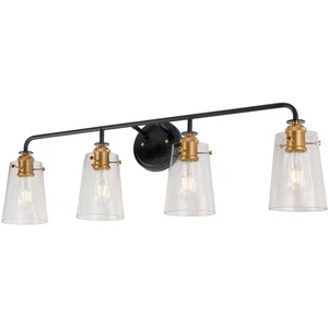 Forte Lighting 5118-04-62 Ronna Bathroom Vanity Light Black and Soft Gold - Picture 1 of 3