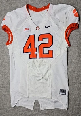 Camiseta de fútbol americano Clemson Tigers para hombre 46 L blanca usada en juegos emitida por el equipo Nike #42 Foto 1 de 4