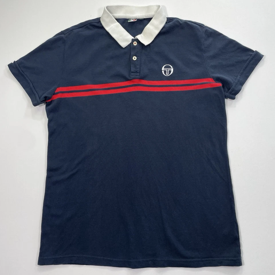 Camisa Polo Sergio Tacchini Para Hombre Grande Manga Corta Azul Rojo Blanco Informal Golf  Foto 1 de 4