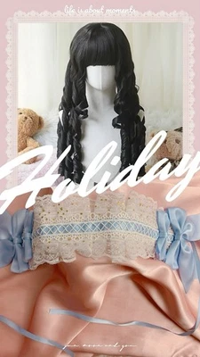 Kawaii 24 Inch Princess Gothic Lolita Cosplay Wig + Ruffle Headdress - Image 1 of 4