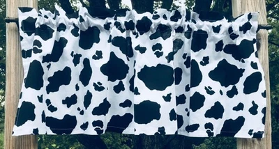 Cortina de baño de cocina de granja negra blanca cenefa para manchas de vaca Foto 1 de 4