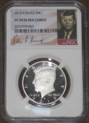 2015 S Silver Proof JFK Kennedy Half Dollar NGC PF70 UCAM PR 50c TOP POP - Image 1 of 2