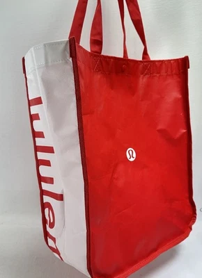 Bolso de Compras Lululemon Reutilizable Rojo Plegable Logo Plástico Reciclado Foto 1 de 4
