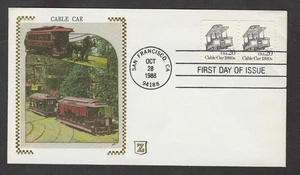#2263 20c Cable Car 1880s -Z "Silk" FDC Coil Pair - Picture 1 of 2