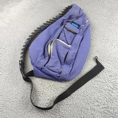 KAVU Rope Sling Bag Purple Canvas Crossbody Backpack Adjustable Strap Faded Logo - Image 1 of 4