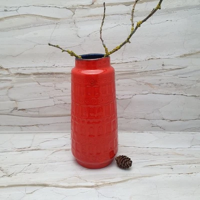 Vase Keramik Scheurich Inka Vintage Blumenvase Retro 70er Orange 22cm - Bild 1 von 4