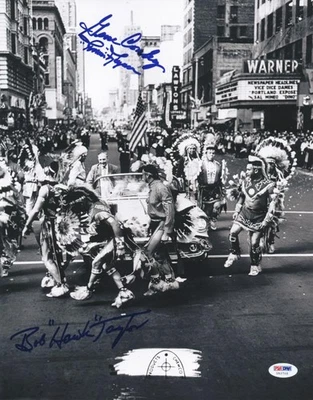 Foto auténtica firmada por Bob 'Hawk Taylor y Gene Conley de los Bravos 11X14 PSA #U52705 Foto 1 de 2