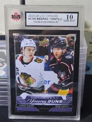 23-24 UD Bedard / Fantilli Canvas Young Guns Checklist 🚨🚨🚨 KSA 10 Gem Mint - Image 1 of 2