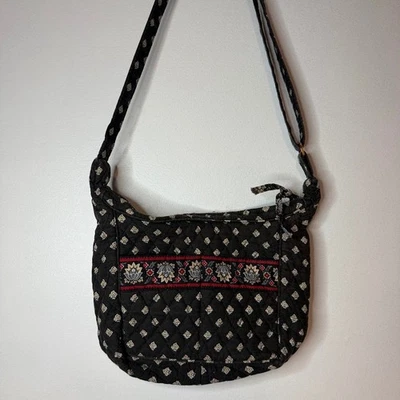 VTG Vera Bradley Retired Black Red Paisley Crossbody Purse Bag 90s Made in USA - Image 1 of 4