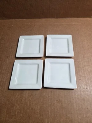 Plates Libbey Appetizer / Condiment / Snack Square White 4" x 4" Qty 4 - Image 1 of 4
