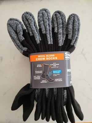 New 5pk Weatherproof Vintage Men Wool Blend Outdoor Crew Socks  SZ 6-12 - Image 1 of 3