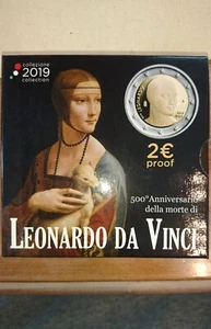 LEONARDO DA VINCI 2 EURO GEDENKMÜNZE 2019 ITALIEN PROOF SPIEGELFUND PP BE FS - Bild 1 von 3
