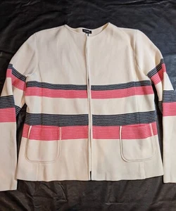 Chaqueta Tejida Talbot's Multicolor Rayas Talla Grande Cierre Ojo y Gancho - Imagen 1 de 12