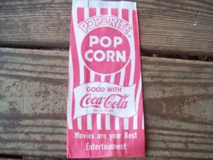 Antique 1950 Coca-Cola & Pops-Rite Popcorn Bags (2) NOS Movie Theater - Drive In - Picture 1 of 4