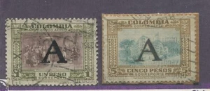 Columbia 1950 Airmails 1 and 5 pesos used - Picture 1 of 1