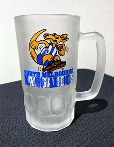 North Melbourne Kangaroos AFL VFL Vintage 80s 90s Beer Stein Frosted Glass Mug - Picture 1 of 4