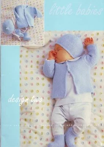 BABY reborn knitting pattern moss st cardigan hat booties prem 10 to 16 inch - Picture 1 of 3