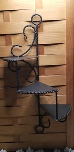 Iron 3 Tier Twisted Spiral Staircase Metal Wall Shelf Black 22"T - Picture 1 of 3