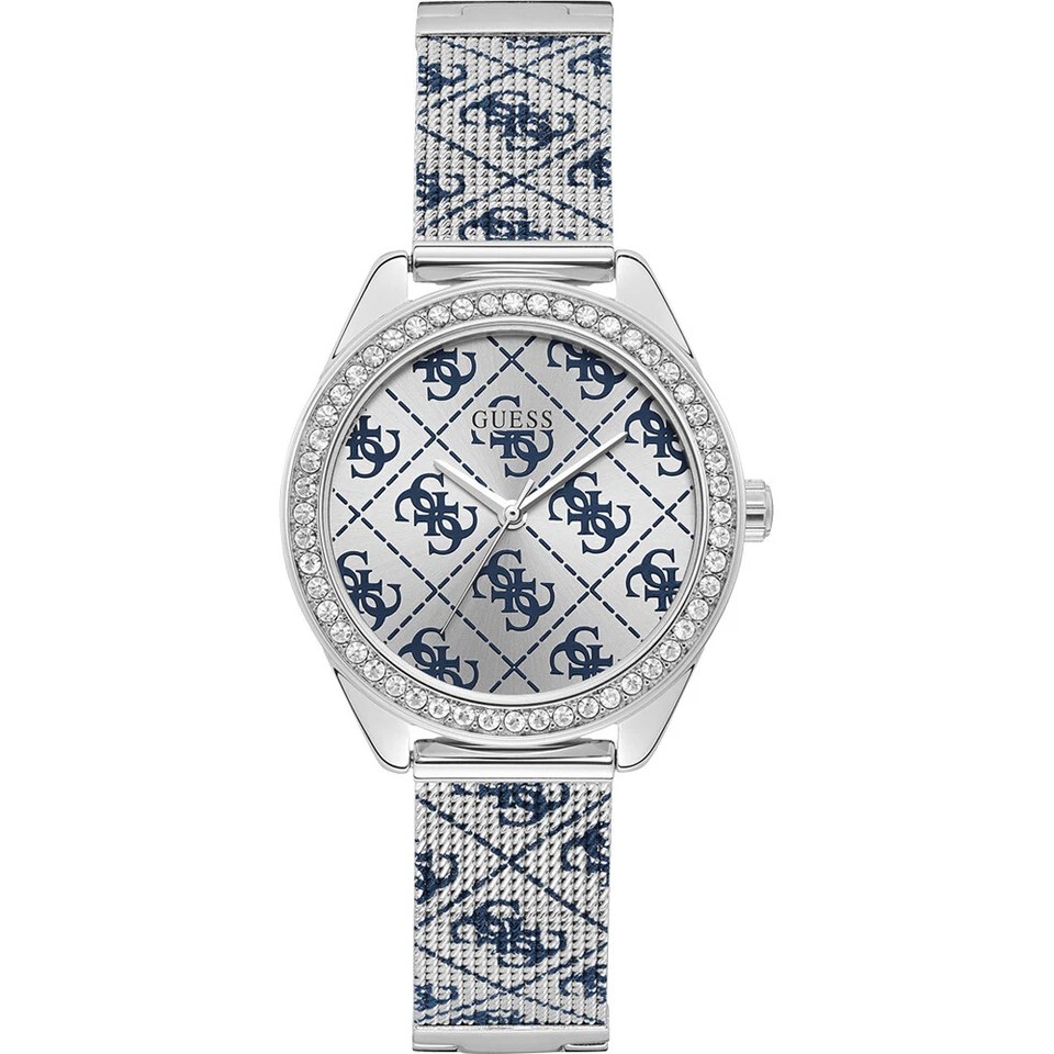 OROLOGIO GUESS Claudia W1279L1 watch ACCIAO argento e blu DONNA 36 MM LOGO - Immagine 1 di 1