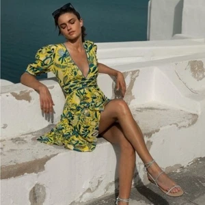 TAJ BY SABRINA CASTELLI MINIKLEID IN GELB MILLE BLUMEN GR. S - Bild 1 von 12